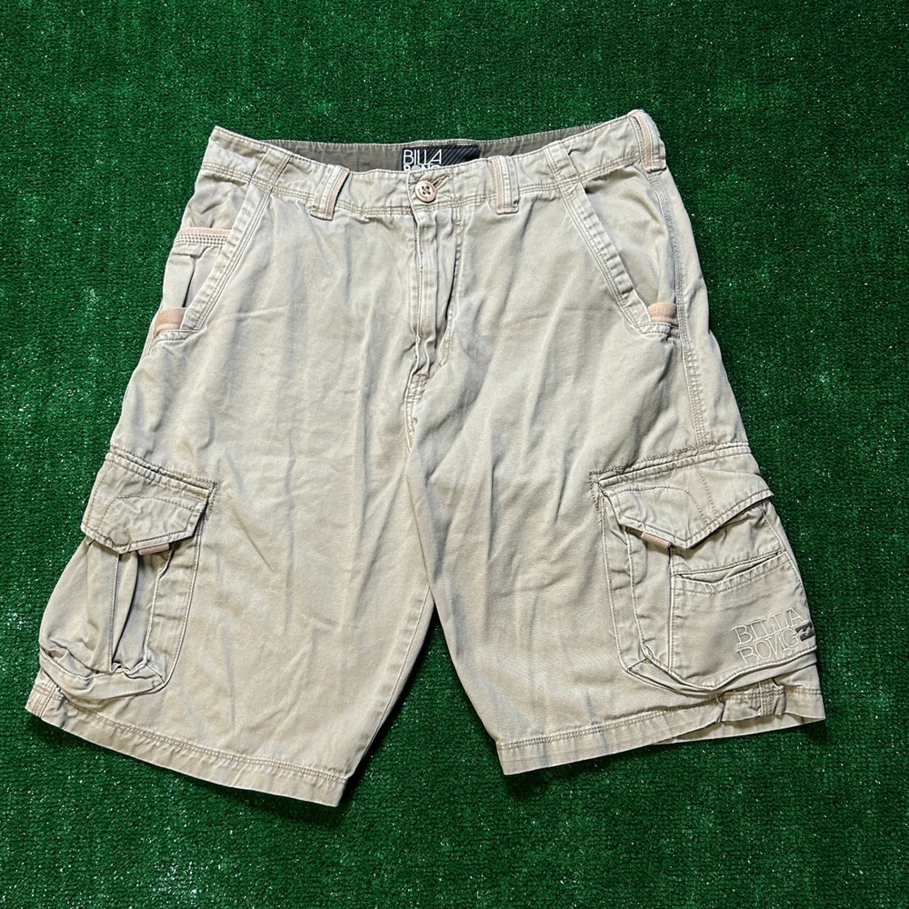 Billabong Embroidered Cargo Shorts Men's Size 33 Khaki Tan Y2K Style